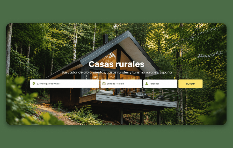 Portada de TusCasasRurales.com: casa rural y buscador de alojamientos