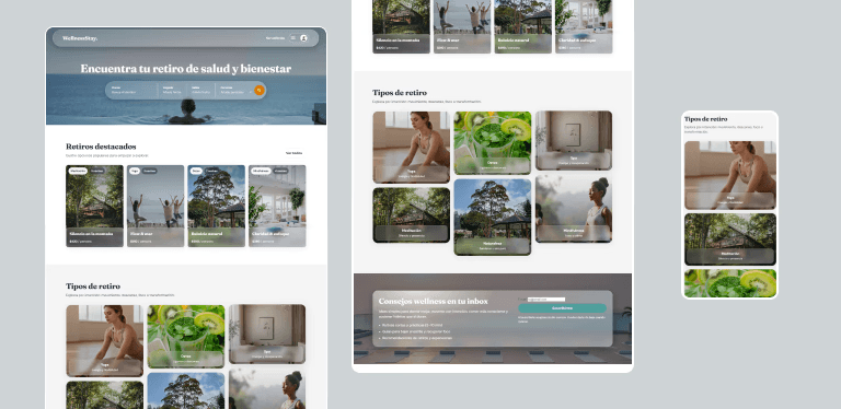 Storybook con los elementos de la interfaz de Wellness Stay